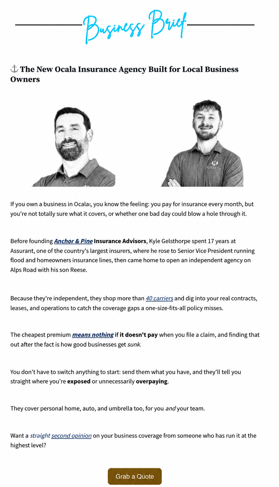 Example publication feature placement